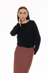 Black Lace Trim Knit Cardigan