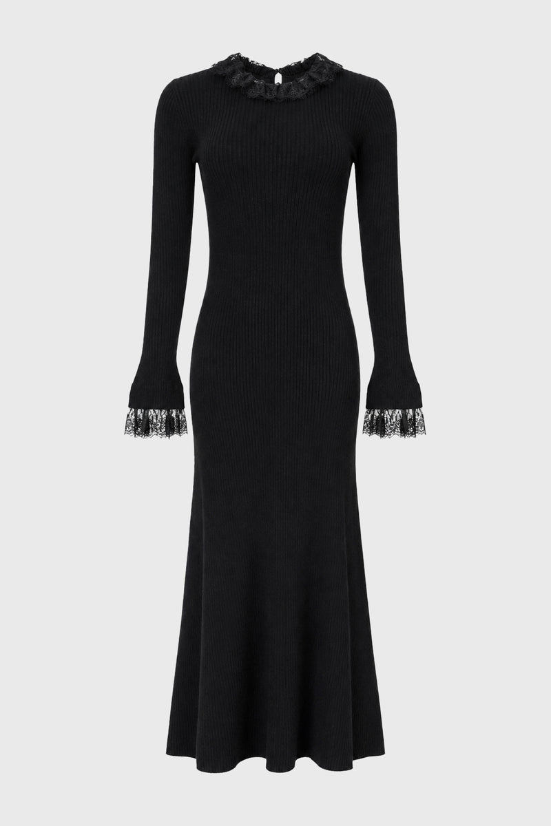 knitted black maxi dress Lace Trim Knit – BLANK Size:4XL (20 US) This floor special-collection Strapless Flirty Black Swan