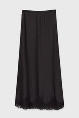 Black Lace Trim Slip Skirt