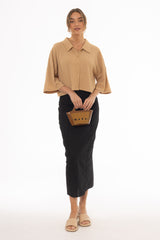 Black Lace Trim Maxi Skirt