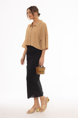 Black Lace Trim Maxi Skirt