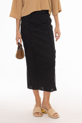 Black Lace Trim Maxi Skirt