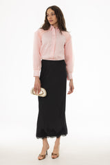 Black Lace Trim Slip Skirt