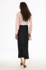 Black Lace Trim Slip Skirt