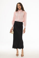 Black Lace Trim Slip Skirt