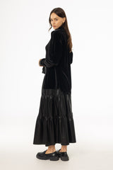 Black Layered Faux Leather Skirt