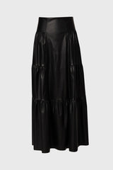 Black Layered Faux Leather Skirt