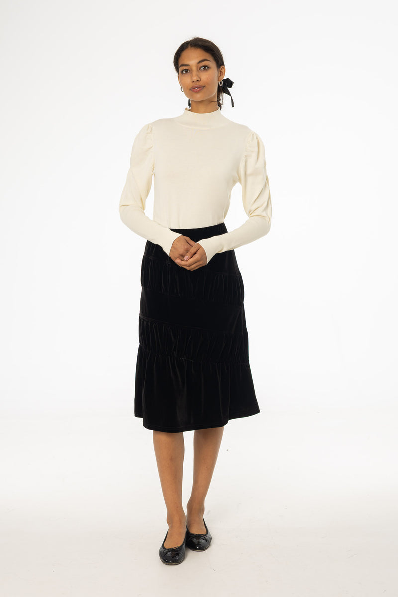 Black Layered Velvet Skirt