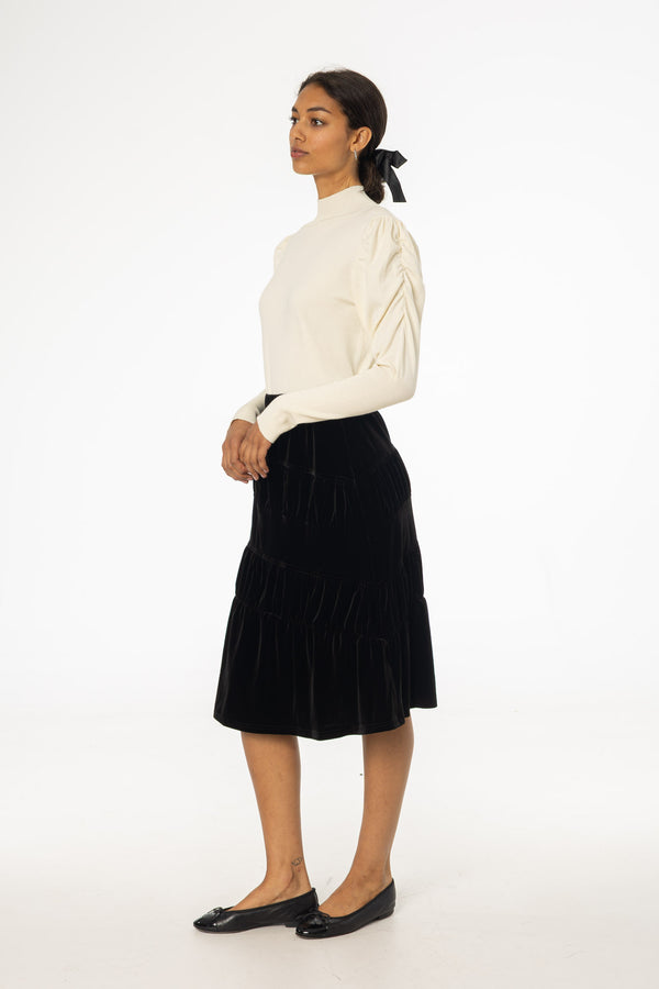 Black Layered Velvet Skirt