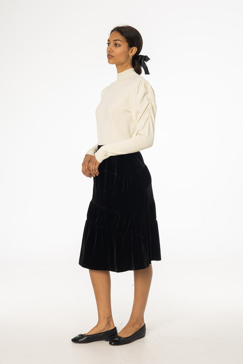 Black Layered Velvet Skirt