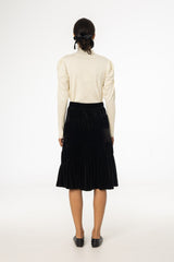 Black Layered Velvet Skirt
