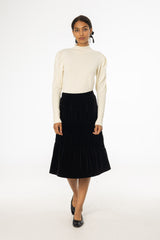 Black Layered Velvet Skirt