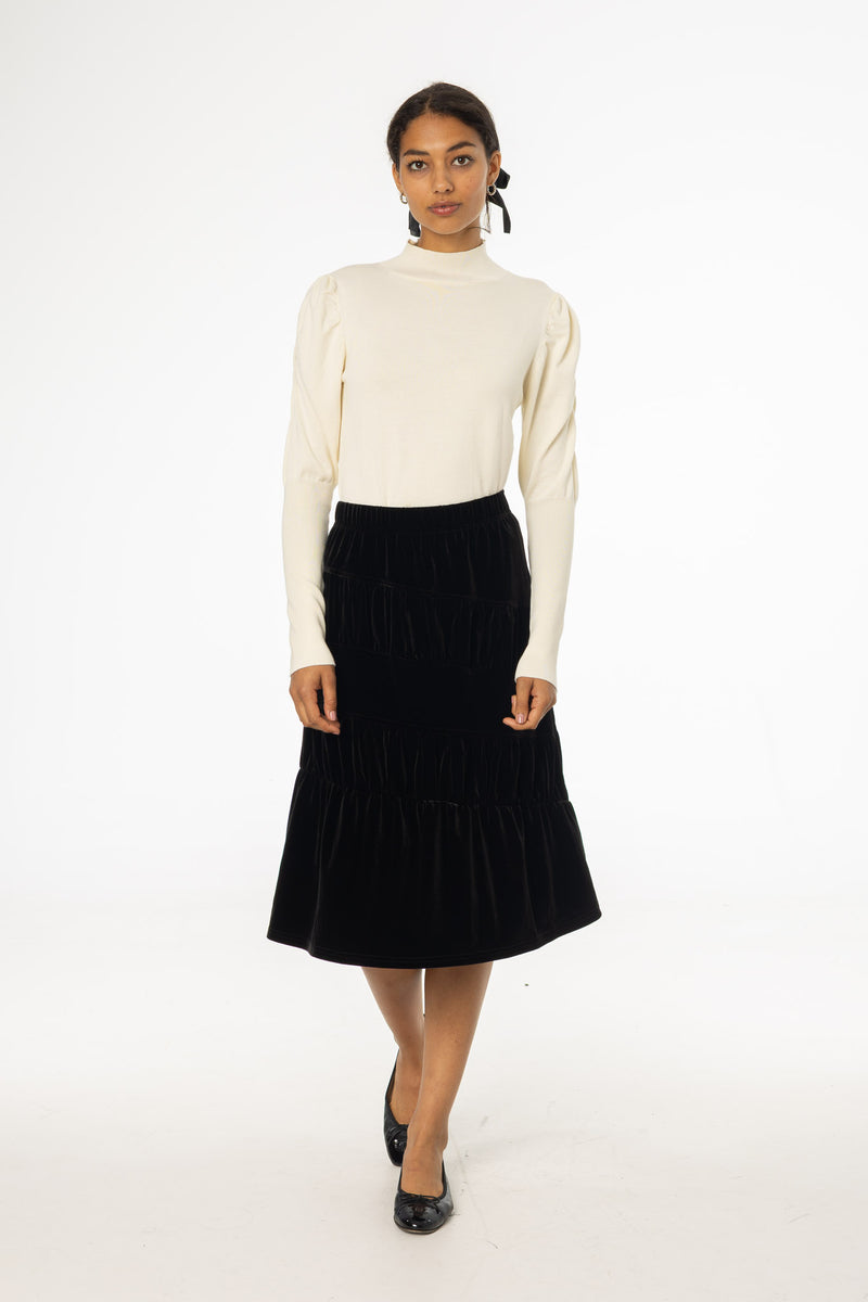 Black Layered Velvet Skirt