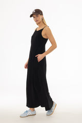Black Linen Feel Slip Dress