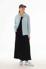 Black Linen Feel Slip Dress