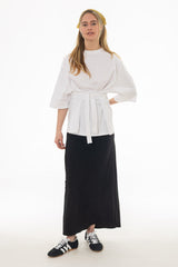 Black Linen Feel Slip Skirt