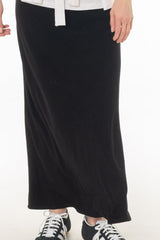 Black Linen Feel Slip Skirt