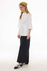 Black Linen Feel Slip Skirt