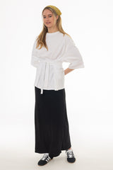 Black Linen Feel Slip Skirt