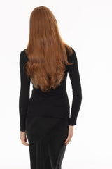 Black Long Sleeve Ribbed T-Shirt