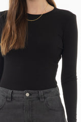 Black Long Sleeve Ribbed Tee