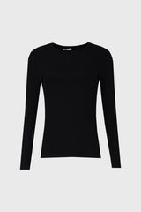 Black Long Sleeve Ribbed Tee