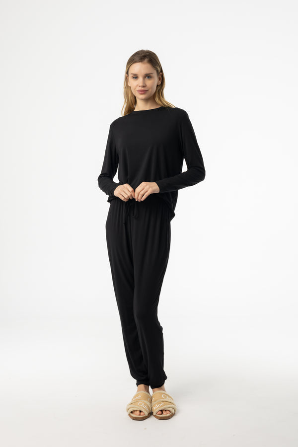 Black Long Sleeve Shirt and Jogger Pants