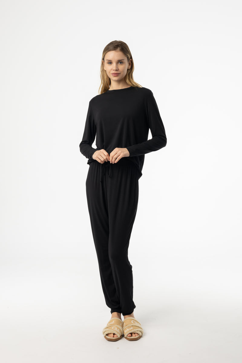 Black Long Sleeve Shirt and Jogger Pants