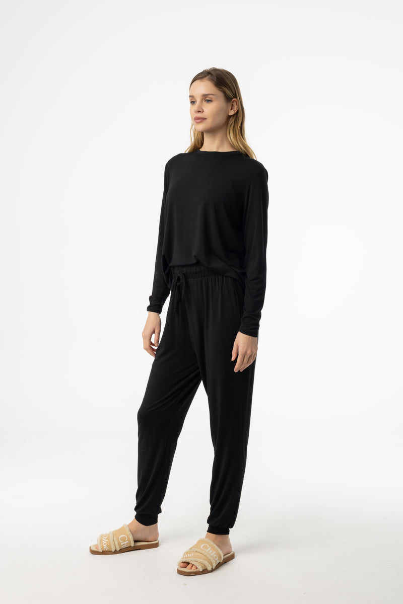 Black Long Sleeve Shirt and Jogger Pants