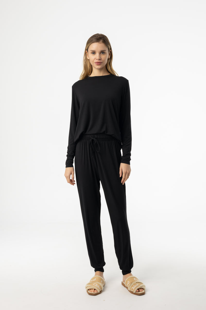 Black Long Sleeve Shirt and Jogger Pants