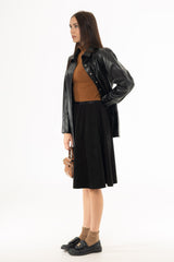 Black Microsuede Flare Skirt