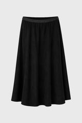 Black Microsuede Flare Skirt