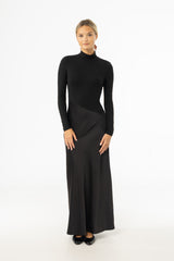Black Combo Mock Neck Maxi Dress