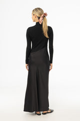Black Combo Mock Neck Maxi Dress