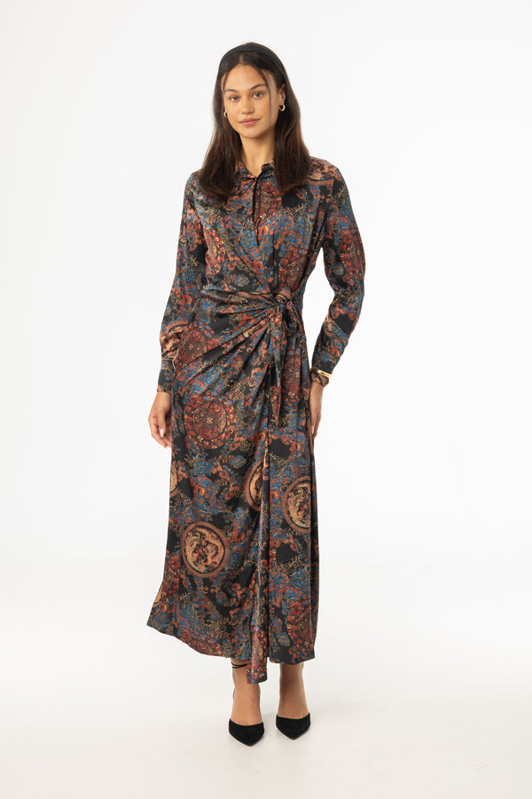 Multicolor Side Tie Maxi Dress
