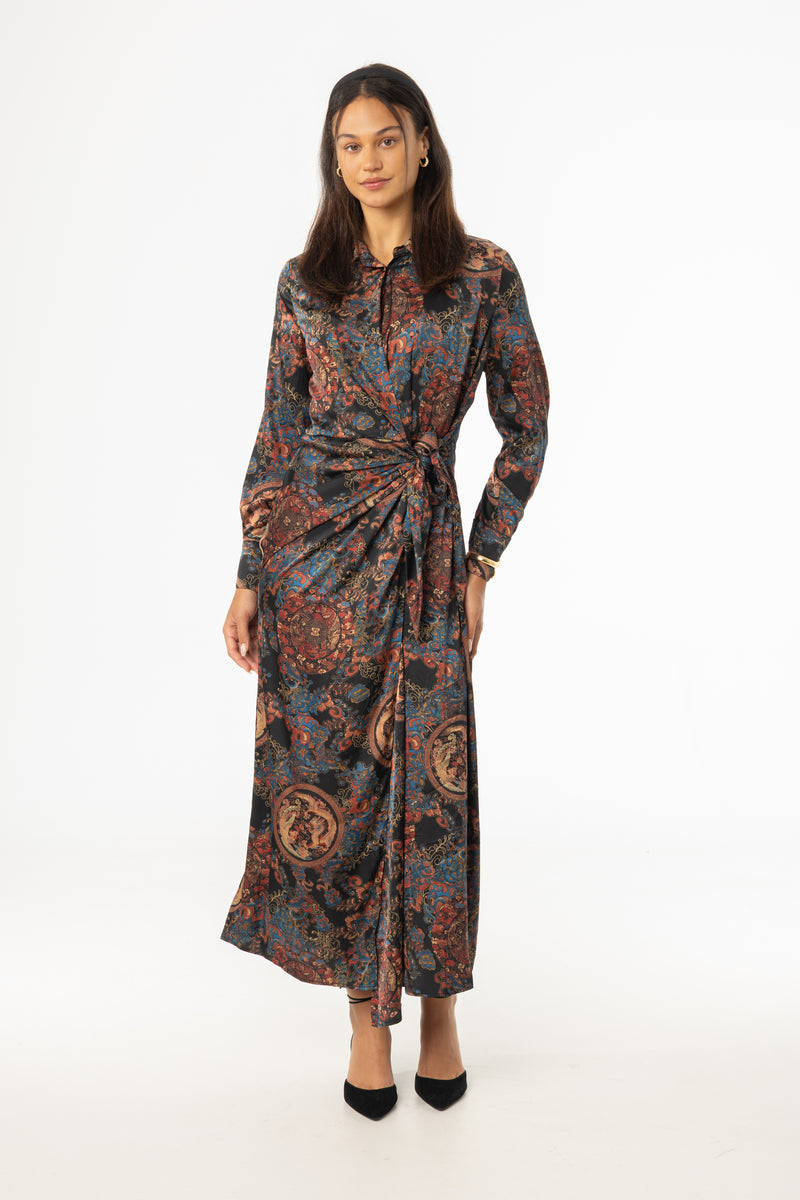Multicolor Side Tie Maxi Dress