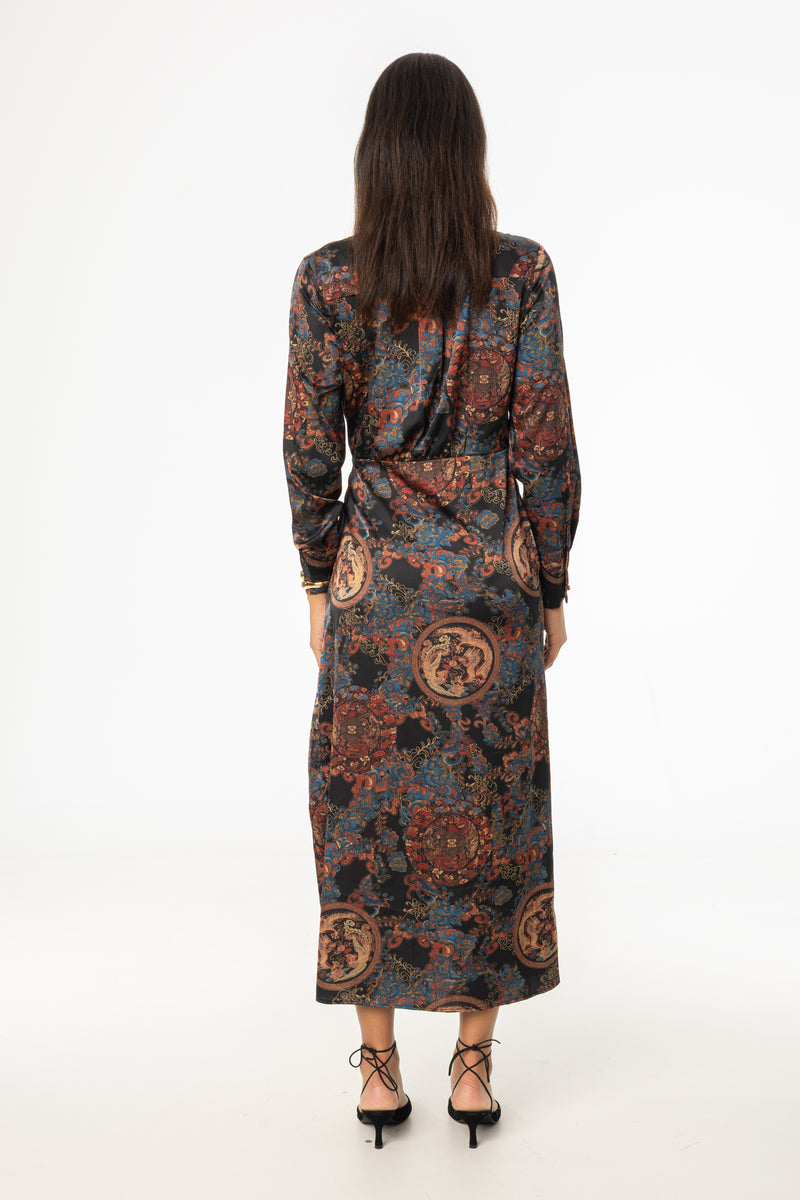 Multicolor Side Tie Maxi Dress
