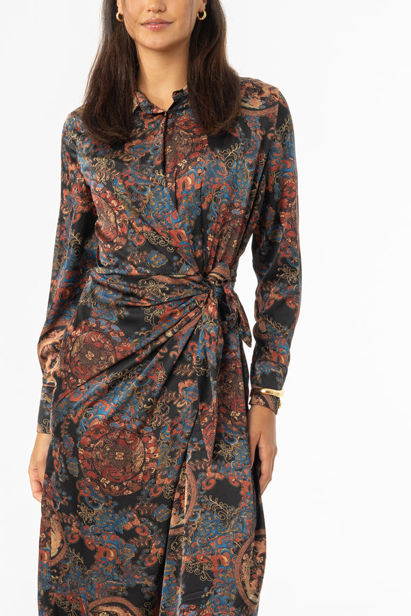 Multicolor Side Tie Maxi Dress