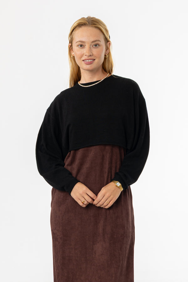 Black Overlay Knit Sweater