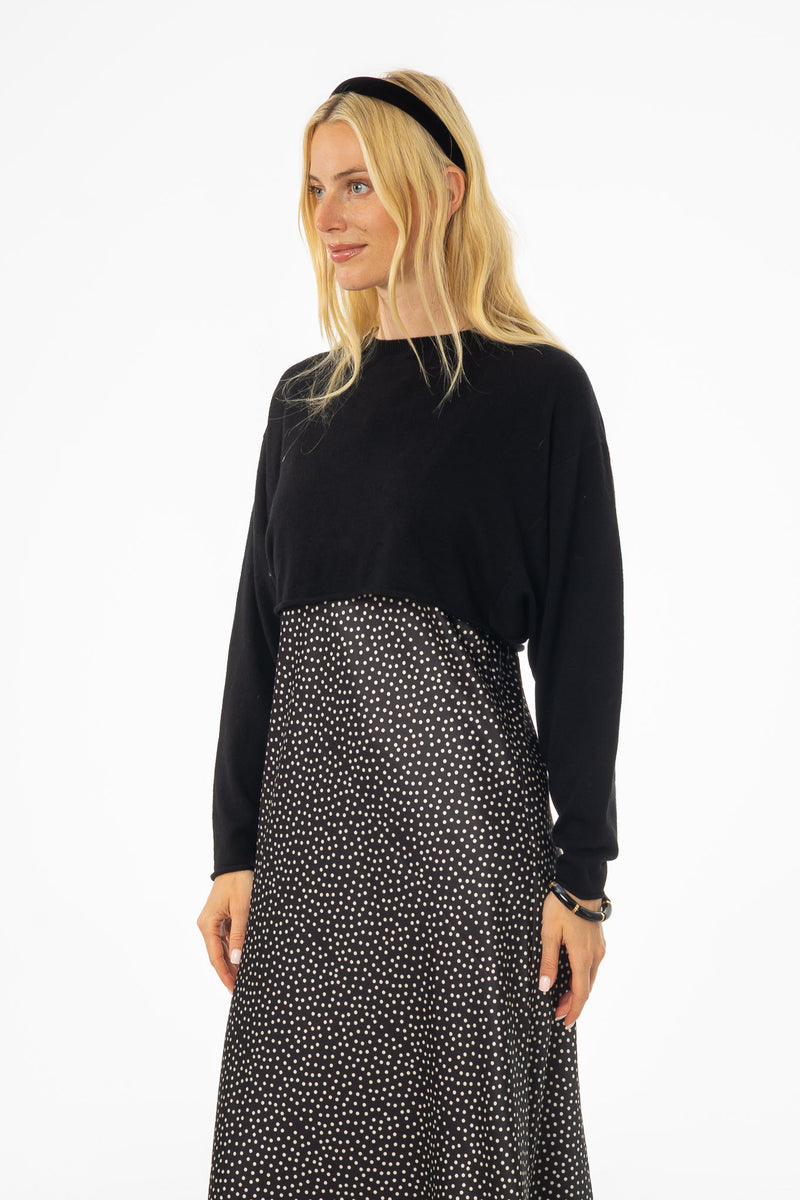 Black Overlay Knit Sweater