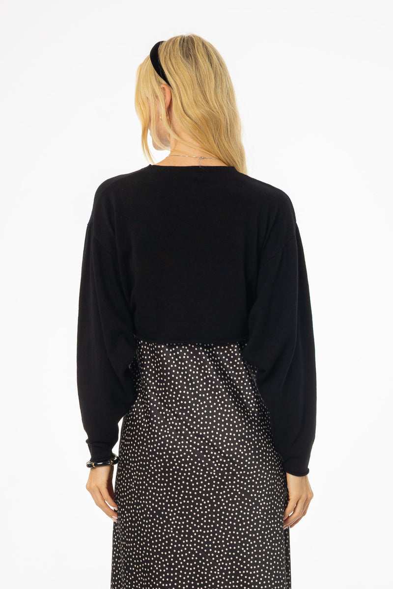 Black Overlay Knit Sweater