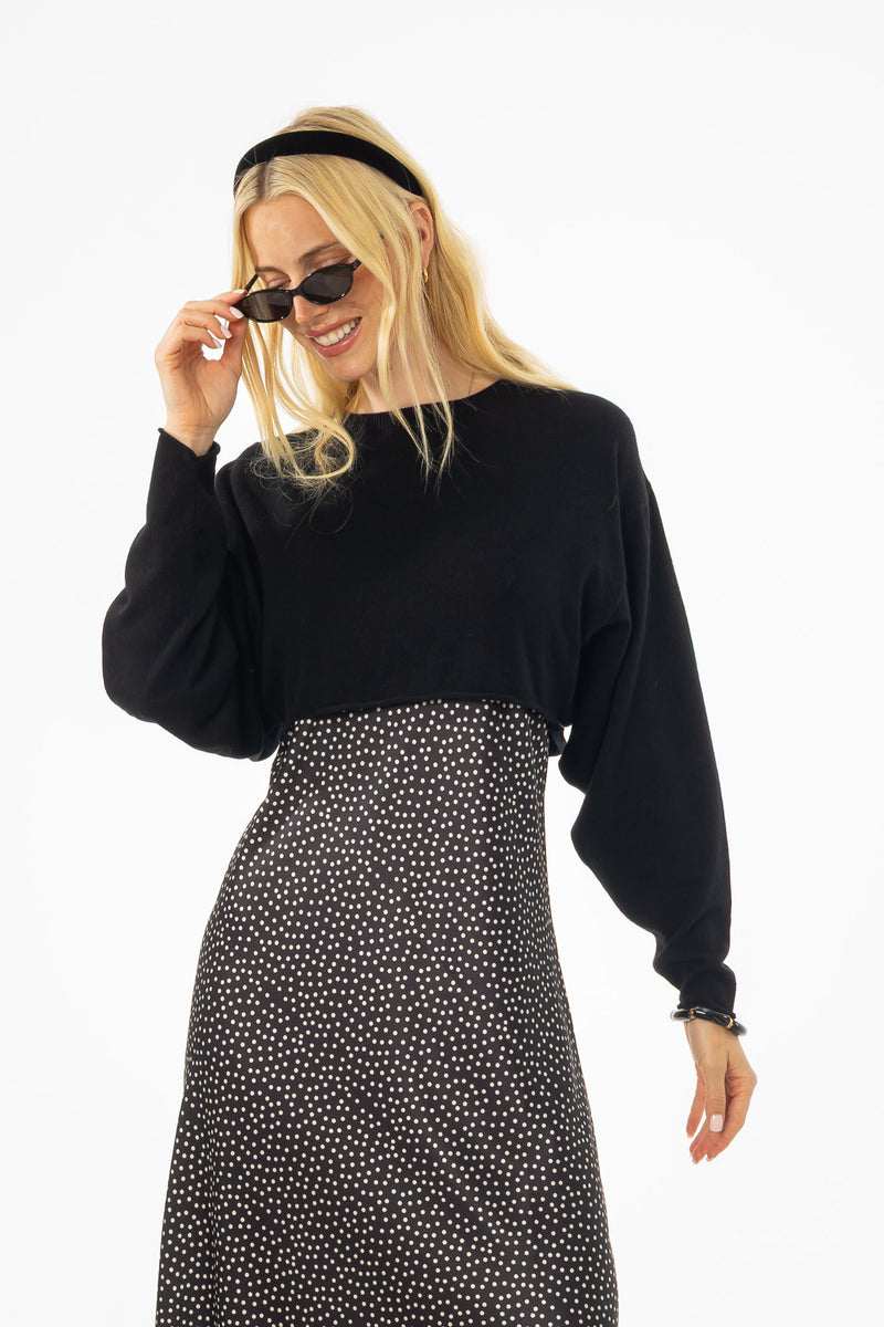 Black Overlay Knit Sweater