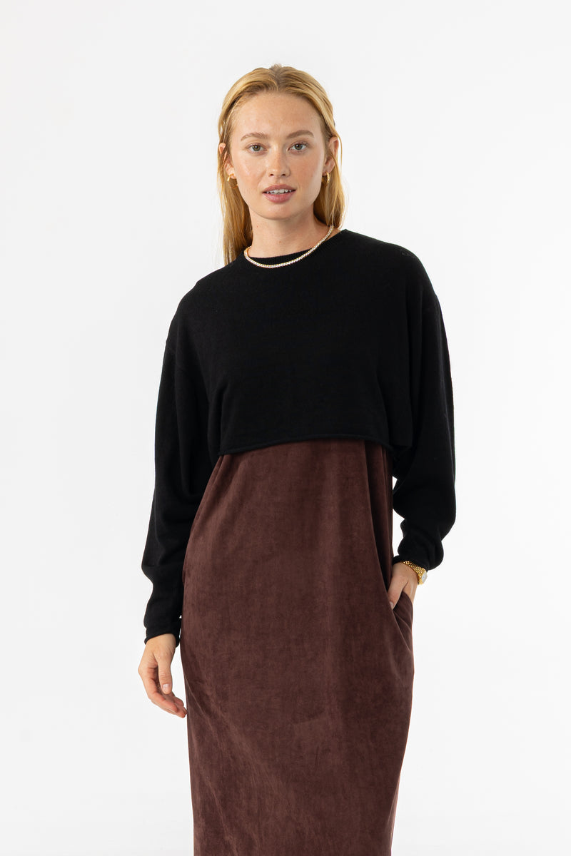 Black Overlay Knit Sweater