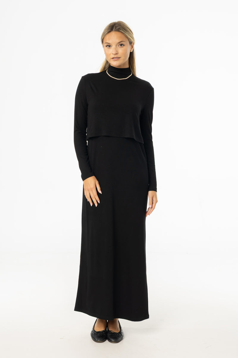 Black Overlay Maxi Dress
