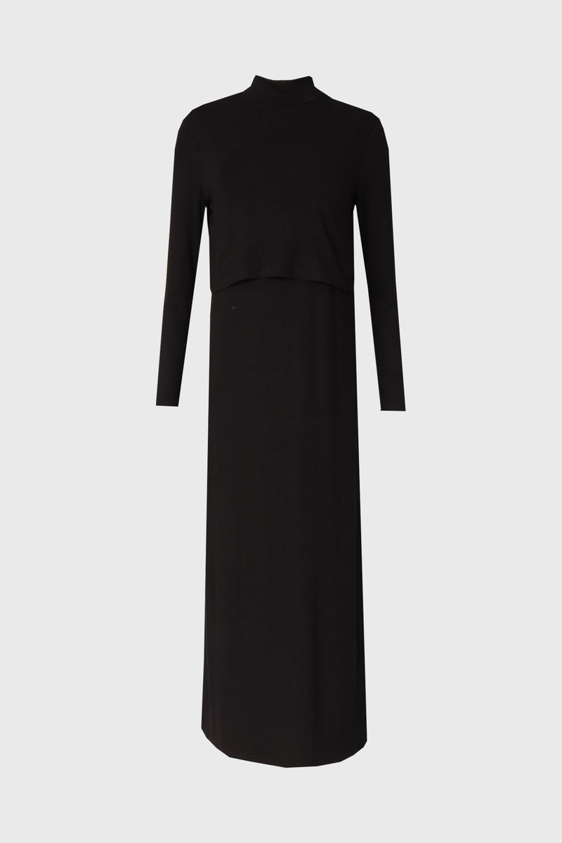 Black Overlay Maxi Dress