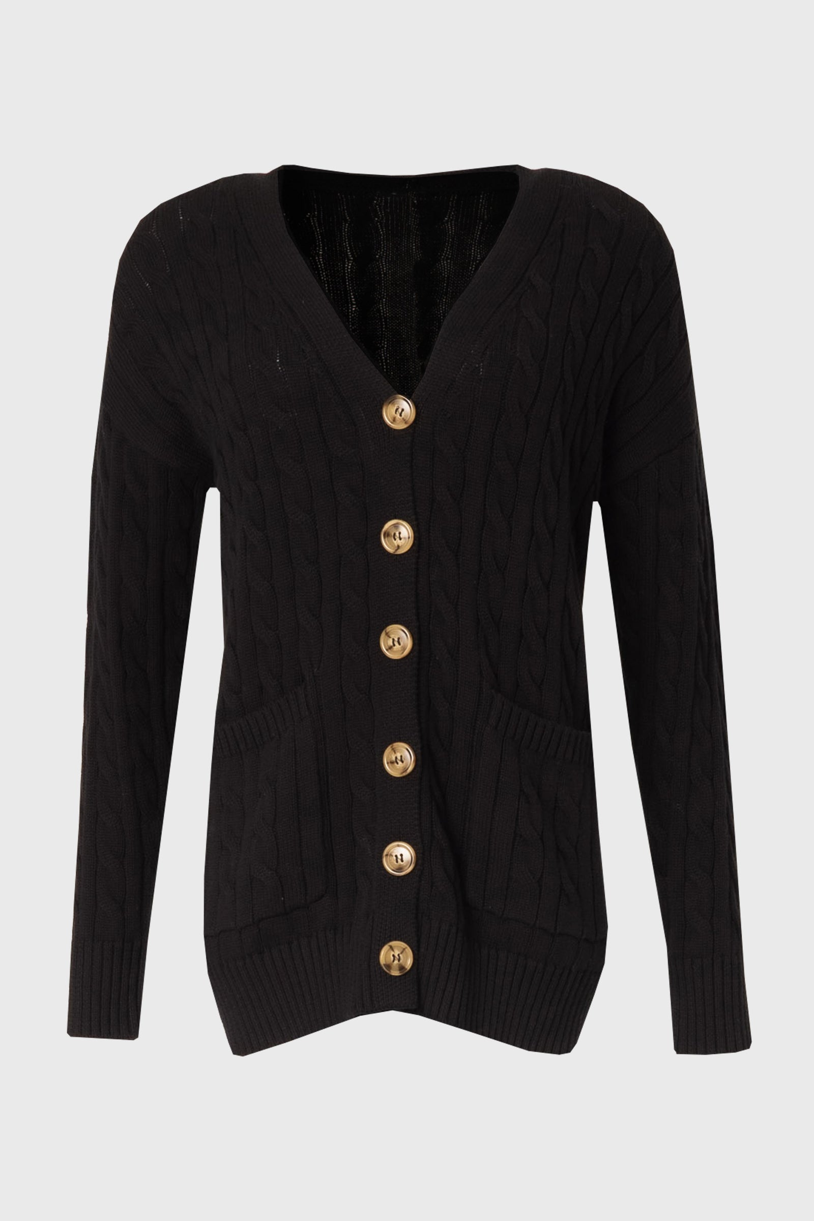 Black Oversized Cable Knit Cardigan – BLANK