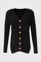 Black Oversized Cable Knit Cardigan