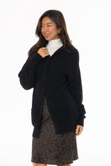 Black Oversized Chunky Knit Hoodie Sweater