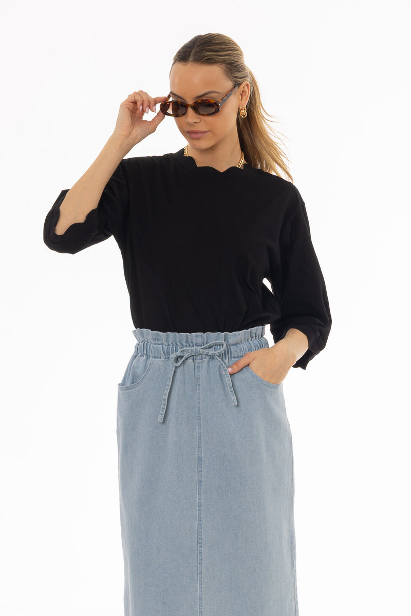 Black Contrast Hem Dolman T-Shirt – BLANK