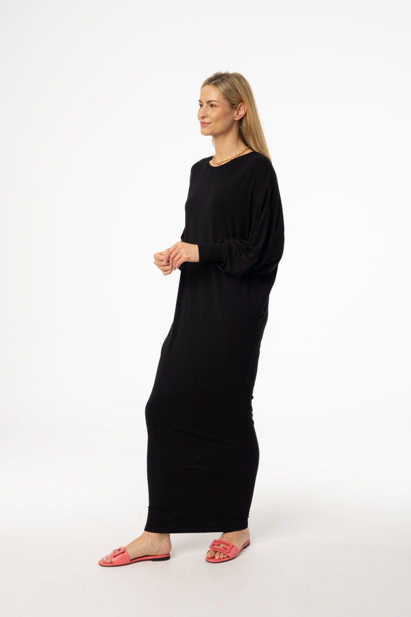 Black Oversized Dolman Sleeve Maxi Dress